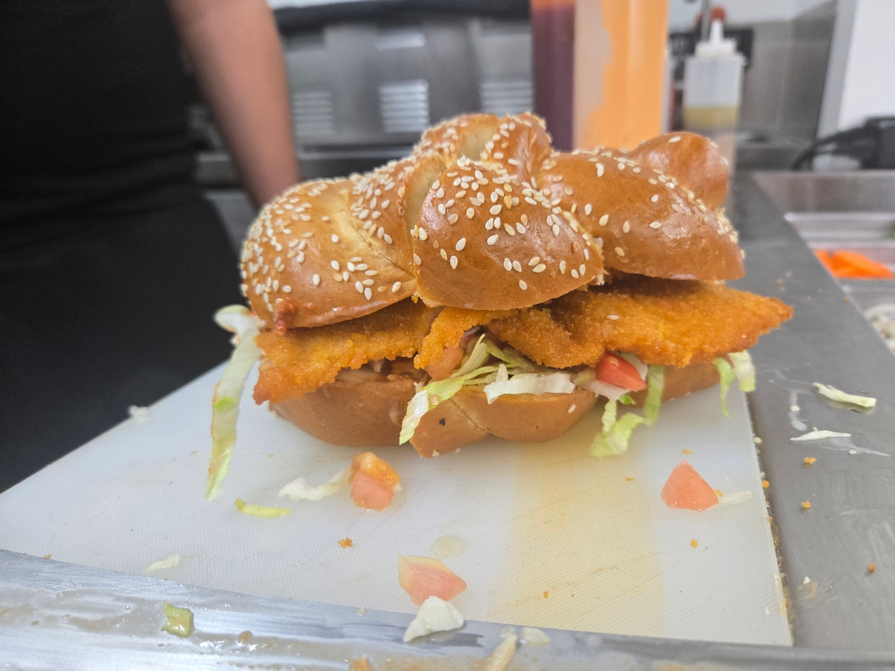 Friday challah schnitzel sandwich